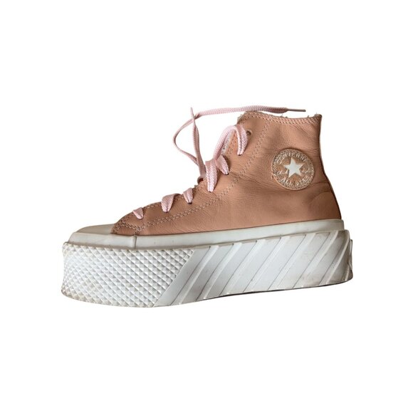 CONVERSE Chuck Taylor All Stars Lift Hi Platform Pink Leather Size 6 - Picture 1 of 8